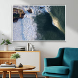 37405684-MGV-CV-36X24-Nazare Coast Wall Art Canvas Print, Framed Aerial Ocean Art Picture Print, Coastal Fortress Perfect Dramatic Coastal Decor Artwork