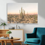 76234974-MGV-CV-36X24-Desert Cactus Wall Art Canvas Print, Framed Baja Desert Art Picture Print, Pastel Desert Perfect Southwestern Boho Decor Artwork