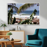 34722557-MGV-CV-36X24-Tropical Shoreline Wall Art Canvas Print, Framed Surfer Beach Art Picture Print, Coastal Surf Perfect Tropical Coastal Decor