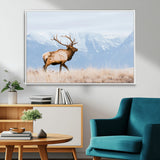 96024025-MGV-FC-36X24_White-Elk Photography Wall Art Canvas Print, Framed Mountain Wildlife Art Picture Print, Rustic Lodge Decor Perfect Rustic Lodge Decor