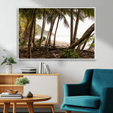 92093951-MGV-CV-36X24-Tropical Jungle Wall Art Canvas Print, Framed Palm Tree Forest Art Picture Print, Coastal Escape Perfect Jungle Retreat Decor