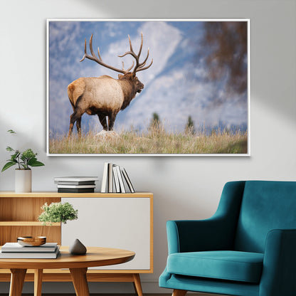 26365841-MGV-CV-36X24-Mountain Elk Art Wall Art Canvas Print, Framed Rustic Wildlife Print Art Picture Print, Lodge Style Decor Perfect Rustic Lodge