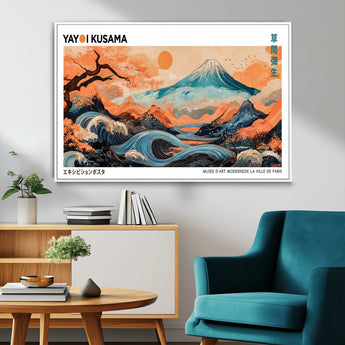 88785870-MGV-FC-36X24_White-Japanese Great Wave & Mt Fuji Wall Art – Ukiyo e Style Landscape Print with Flowing River, Autumn Mountain Poster, Oriental Asian