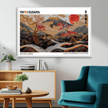 85375874-MGV-CV-36X24-Mount Fuji Abstract Wall Art – Japanese Landscape Canvas Print, Cherry Blossom & Red Sun Painting, Elegant Modern Zen Asian Home