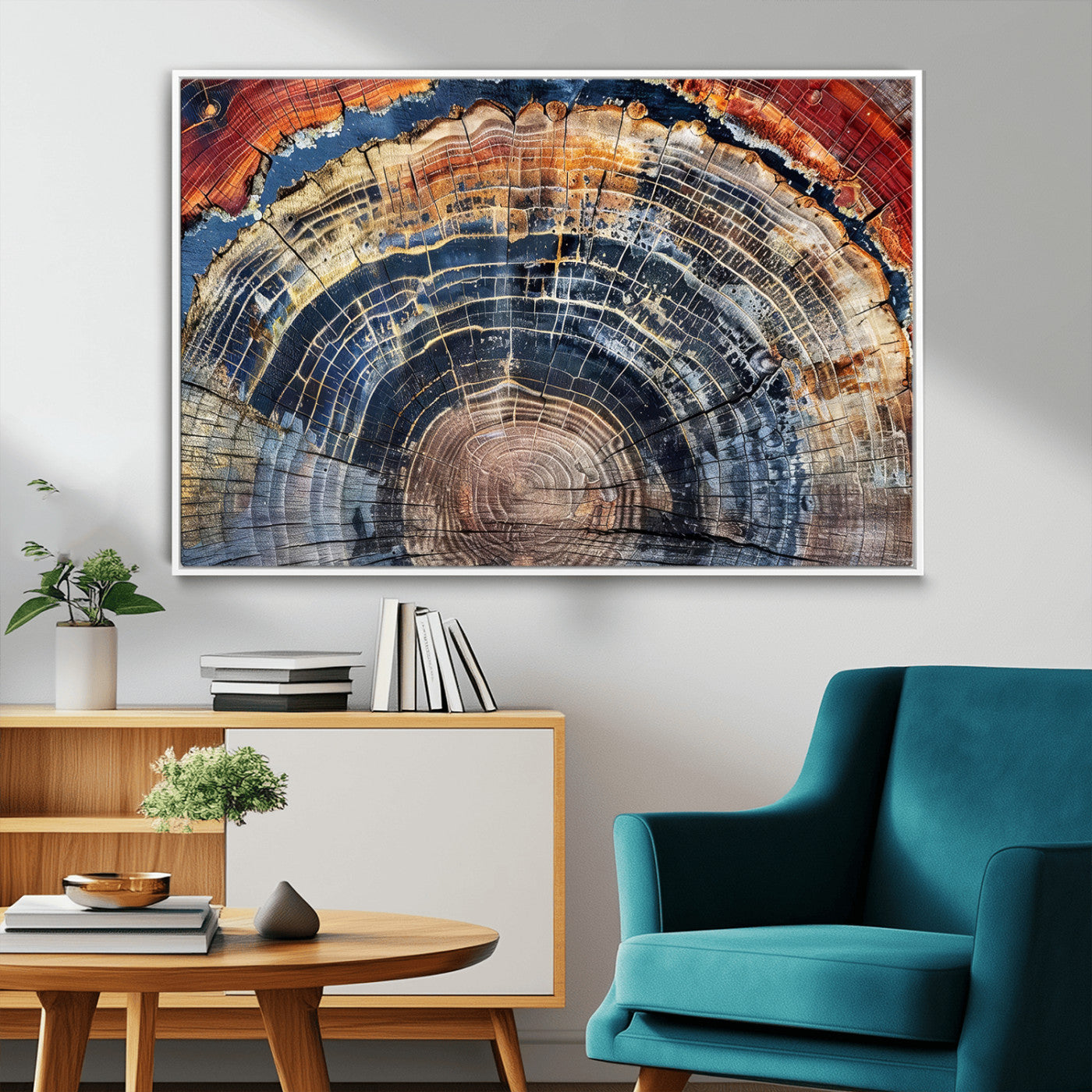 38987581-MGV-CV-36X24-Tree Ring Art Wall Art Canvas Print, Framed Rustic Wall Decor Art Picture Print, Nature Grain Print Perfect Modern Rustic Decor