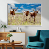 58099948-MGV-CV-36X24-Texas Longhorn Wall Art Canvas Print, Framed Western Decor Art Picture Print, Rustic Farmhouse Perfect Western Farmhouse Decor