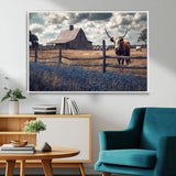 51092814-MGV-FC-36X24_White-Texas Longhorn Wall Art Wall Art Canvas Print, Framed Rustic Barn Canvas Art Picture Print, Farmhouse Cow Decor Perfect Rustic