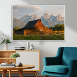 31771014-MGV-FC-36X24_White-Rustic Barn Wall Art Canvas Print, Framed Western Landscape Art Picture Print, Farmhouse Style Perfect Rustic Farmhouse Decor