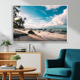95301406-MGV-CV-36X24-Tropical Beach Wall Art Canvas Print, Framed Ocean Waves Art Picture Print, Relazxing Seascape Perfect Tropical Coastal Decor