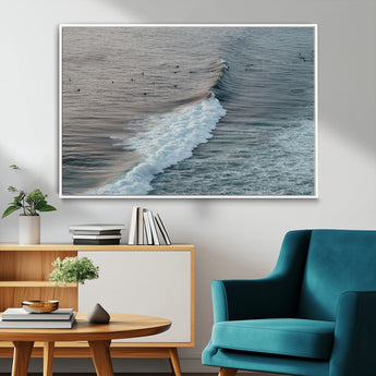 23077324-MGV-CV-36X24-Ocean Waves Wall Art Canvas Print, Framed Coastal Serenity Art Picture Print, Surf Aesthetic Perfect Modern Coastal Decor Artwork