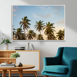 99033771-MGV-FC-36X24_White-Palm Trees Wall Art Canvas Print, Framed Tropical Vibes Art Picture Print, Coastal Sunset Perfect Coastal Boho Decor Artwork