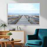 31602988-MGV-FC-36X24_White-Beach Boardwalk Wall Art Canvas Print, Framed Coastal Serenity Art Picture Print, Ocean View Perfect Coastal Minimalist Decor