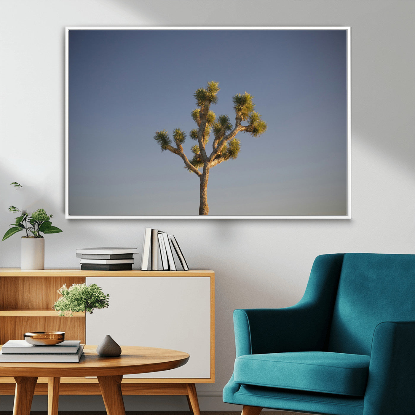 54552043-MGV-FC-36X24_White-Joshua Tree Art Wall Art Canvas Print, Framed Desert Landscape Art Picture Print, Southwestern Nature Perfect Southwestern Boho