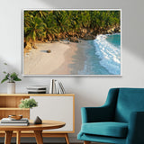 82312665-MGV-CV-36X24-Tropical Beach Wall Art Canvas Print, Framed Ocean Waves Art Picture Print, Palm Trees Perfect Coastal Minimalist Decor Artwork