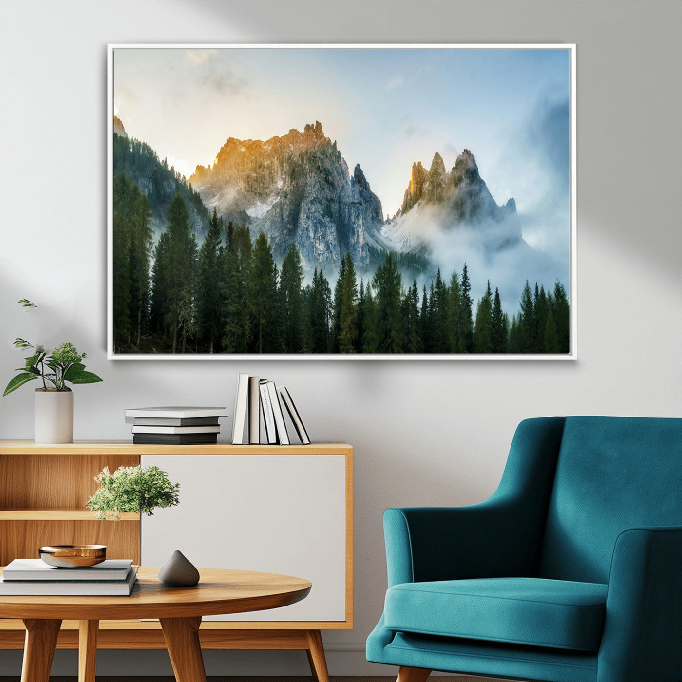 21145440-MGV-FC-36X24_White-Wilderness Wall Art Wall Art Canvas Print, Framed Nature Landscape Decor Art Picture Print, Misty Forest Photography Perfect