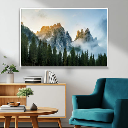 21145440-MGV-FC-36X24_White-Wilderness Wall Art Wall Art Canvas Print, Framed Nature Landscape Decor Art Picture Print, Misty Forest Photography Perfect