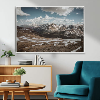 44565953-MGV-FC-36X24_White-Mountain Landscape Wall Art Canvas Print, Framed Snowy Peaks Art Picture Print, Rugged Highlands Perfect Rustic Adventure Decor