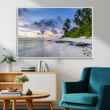 75045485-MGV-FC-36X24_White-Tropical Beach Wall Art Canvas Print, Framed Sunset Glow Art Picture Print, Palm Tree Coast Perfect Tropical Coastal Decor Artwork
