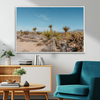 35156165-MGV-FC-36X24_White-Joshua Tree Wall Art Canvas Print, Framed Desert Landscape Art Picture Print, Warm Earth Tones Perfect Southwestern Minimalist