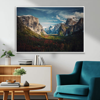15244033-MGV-FC-36X24_White-Yosemite National Wall Art Canvas Print, Framed Mountain Landscape Art Picture Print, El Capitan Perfect Rustic Farmhouse Decor