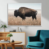 69909079-MGV-FC-36X24_White-Bison Wall Art – Majestic Buffalo Canvas Print in Prairie Grasslands, Rustic Western Animal Painting, Farmhouse Ranch Decor for