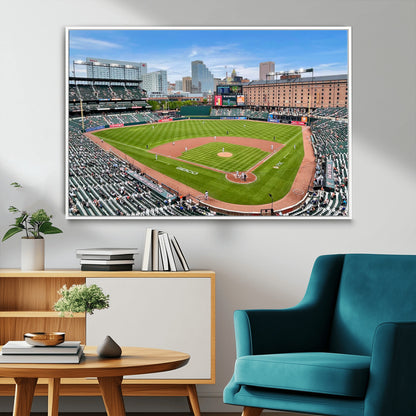 76426407-MGV-FC-36X24_White-Baseball Stadium Daytime – Panoramic Ballpark Canvas Wall Art, Sports Decor for Office, Man Cave, Game Room, Sports Bar, Baseball