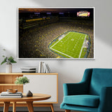 23655234-MGV-FC-36X24_White-Lambeau Field Stadium Wall Art – American Football Night Game Canvas Print with Packed Crowd and Lights – Sports Decor for Man