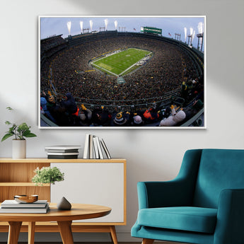14387817-MGV-CV-36X24-Lambeau Field Stadium Wall Art – Green Bay Packers Game Day Canvas Print with Fireworks and Crowd – NFL Football Fan Man Cave