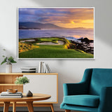 39644075-MGV-FC-36X24_White-Golf Course Wall Art – Coastal Sunset Canvas Print, Scenic Oceanfront Fairway Landscape Decor for Office, Man Cave, or Living Room
