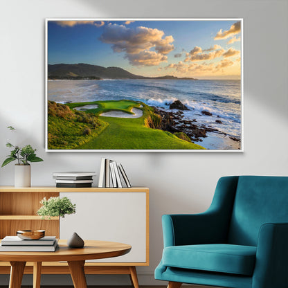 50107048-MGV-FC-36X24_White-Golf Course Wall Art – Coastal Ocean View Canvas Print, Scenic Fairway Landscape Decor for Office, Man Cave, Bedroom, or Living