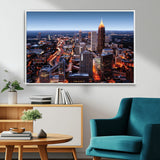 81886632-MGV-FC-36X24_White-Atlanta Skyline Wall Art – Vibrant City Lights Canvas Print, Modern Urban Cityscape Decor for Living Room, Office, or Apartment
