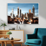 23859158-MGV-CV-36X24-Atlanta Skyline Wall Art – Modern Cityscape Canvas Print with Night Lights and Traffic Trails, Urban Decor for Office, Apartment,