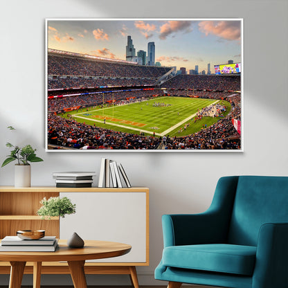55377093-MGV-CV-36X24-Soldier Field Wall Art – Panoramic Chicago Bears Football Stadium Canvas Print, Game Day Sports Decor for Man Cave, Bar, Office,