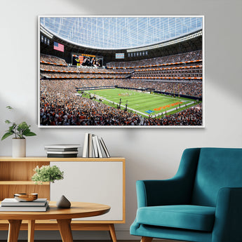 32530647-MGV-CV-36X24-Chicago Bears Stadium Wall Art – Futuristic Dome Arena Canvas Print, Modern Football Concept Design Decor for Man Cave, Bar, or