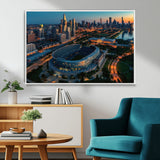 36690345-MGV-CV-36X24-Soldier Field Wall Art – Chicago Bears Stadium Aerial Night Canvas Print, City Skyline Football Decor for Living Room, Office, or