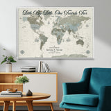 10693204-MGV-CV-36X24-Little By Little One Travels Far Tolkien Quote Blue Green World Map Adventure Wall Art Canvas Print Rustic Wanderlust Travel Decor