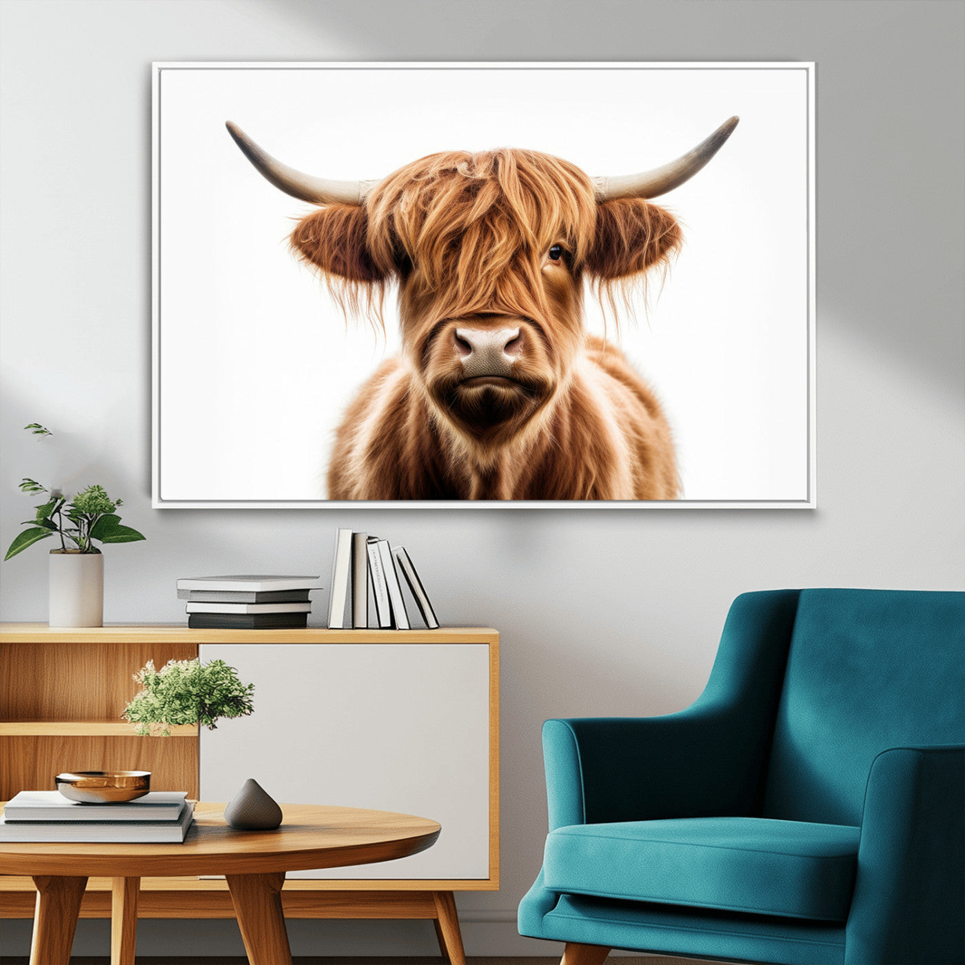 637908607-MGV-FC-93X47-3P_Black-Highland Cow Wall Art Print – Rustic Farmhouse Animal Portrait, Scottish Highland Cattle Canvas, Modern Country Wall Decor for