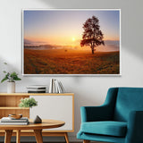 57919623-MGV-CV-36X24-Golden Sunrise Landscape Canvas Wall Art - Framed Misty Field Print, Large Nature Canvas for Living Room, Office, or Home Decor