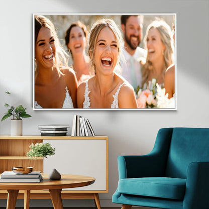 CSTM912-MGV-FC-36X24_White-Framed Wedding Canvas Print - Custom Wall Art Keepsake for Couples, Elegant Home Decoration Gift, Create Your Own Photo Canvas