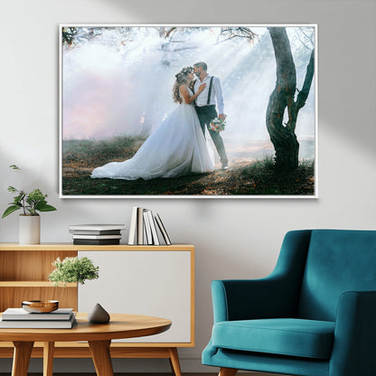 CSTM913-MGV-FC-36X24_White-Framed Wedding Canvas Print - Custom Wall Art Keepsake for Couples, Elegant Home Decoration Gift, Create Your Own Photo Canvas