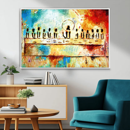 YKE34632598CR-MGV-CV-36X24-Abstract Last Supper with Apostles Wall Art Canvas Print