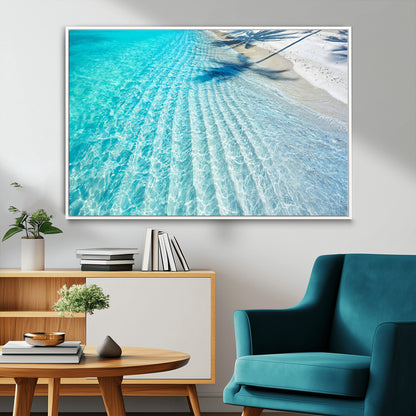 68127042-MGV-CV-36X24-Beach Wall Art – Tropical Ocean Canvas Print, Clear Water and White Sand Photography Decor for Bedroom, Living Room, Office,