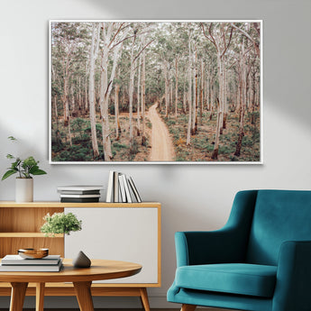 24760563-MGV-FC-36X24_White-Forest Wall Art – Tranquil Woodland Path Canvas Print, Scenic Nature Photography Decor for Bedroom, Living Room, Office, Cabin or
