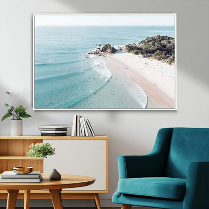 79395467-MGV-CV-36X24-Coastal Wall Art – Aerial Beach Canvas Print, Ocean Waves and Sandy Shore Photography Decor for Bedroom, Living Room, Office,