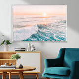 34064591-MGV-CV-36X24-Surfing Wall Art – Sunset Ocean Wave Canvas Print, Surfer Riding Sea Photography Decor for Bedroom, Living Room, Office, Coastal