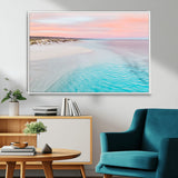 41613614-MGV-FC-36X24_White-Beach Sunset Wall Art – Pastel Ocean Canvas Print, Turquoise Water and Pink Sky Photography Decor for Bedroom, Living Room, Office