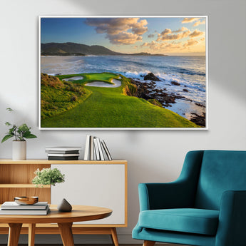 67486665-MGV-FC-36X24_White-Golf Course Wall Art – Pebble Beach Oceanfront Canvas Print, Coastal Fairway Photography Sports Decor for Living Room, Office, Man