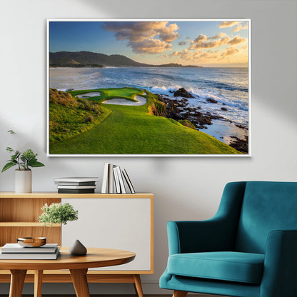 67486665-MGV-FC-36X24_White-Golf Course Wall Art – Pebble Beach Oceanfront Canvas Print, Coastal Fairway Photography Sports Decor for Living Room, Office, Man