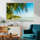 65056721-MGV-FC-36X24_White-Tropical Beach Wall Art – Palm Tree Coastal Photography Print, Relaxing Ocean Paradise Landscape, Island Seascape Home or Office