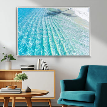 17528159-MGV-CV-36X24-Tropical Ocean Wall Art – Turquoise Water Canvas Print, Crystal Clear Beach Waves Photography Coastal Decor for Living Room,